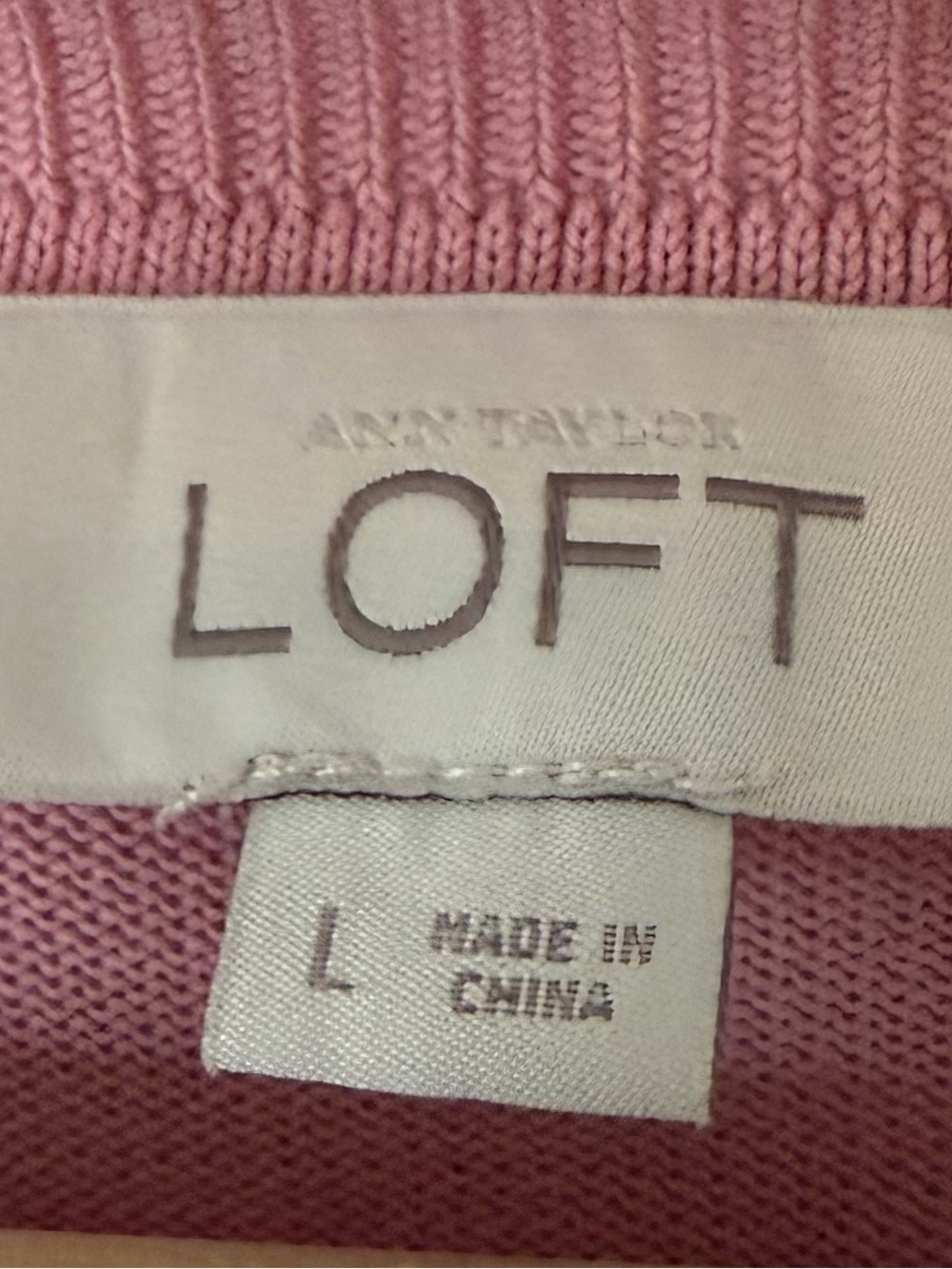 LOFT Pink Crewneck Button-Front Cardigan - Picture 3 of 6